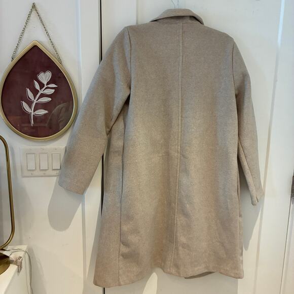 Zara Tan Lapel Collar Coat Large - Picture 3 of 13